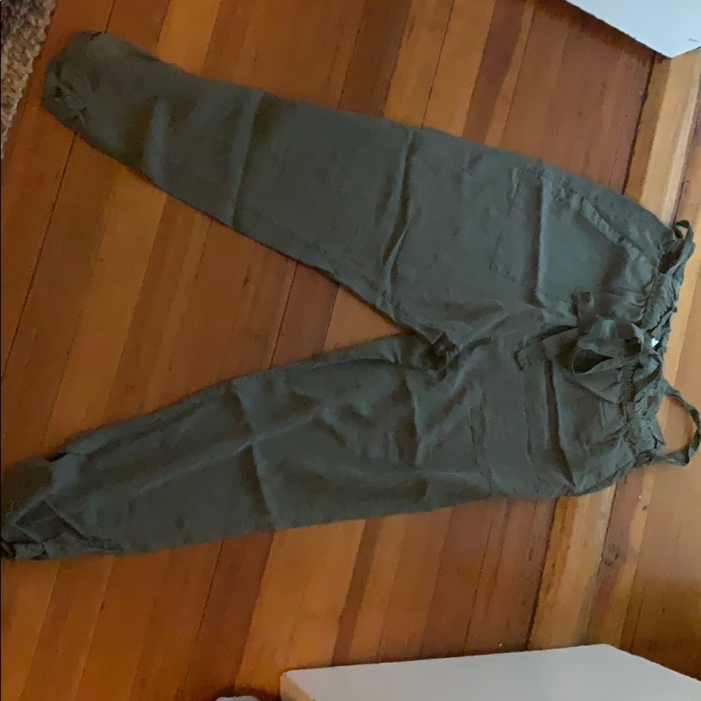 “Paper bag” pants - army green